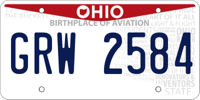 OH license plate GRW2584
