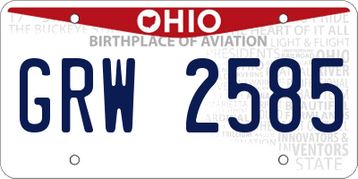 OH license plate GRW2585