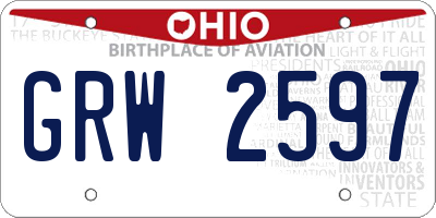 OH license plate GRW2597