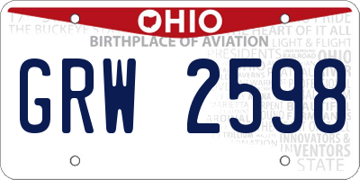 OH license plate GRW2598