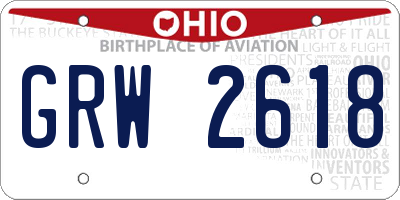 OH license plate GRW2618