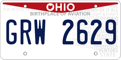 OH license plate GRW2629