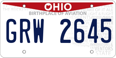 OH license plate GRW2645