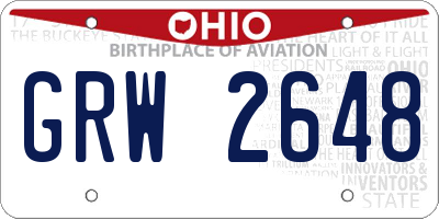 OH license plate GRW2648