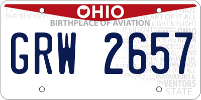OH license plate GRW2657