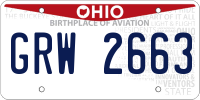 OH license plate GRW2663