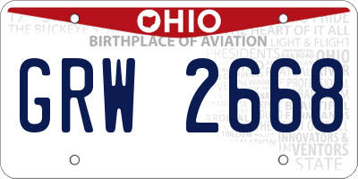 OH license plate GRW2668