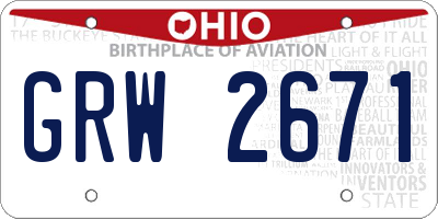 OH license plate GRW2671