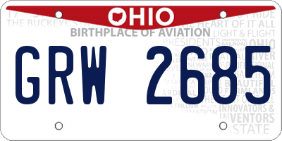 OH license plate GRW2685
