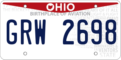 OH license plate GRW2698