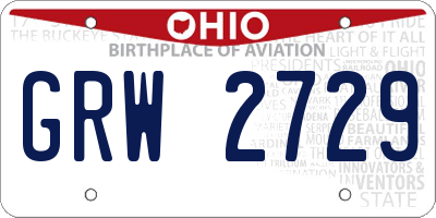 OH license plate GRW2729