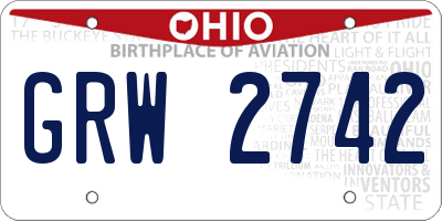 OH license plate GRW2742