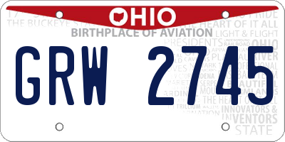 OH license plate GRW2745