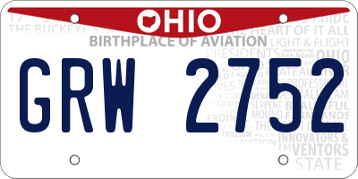 OH license plate GRW2752