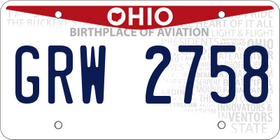 OH license plate GRW2758