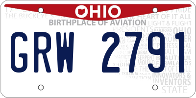 OH license plate GRW2791