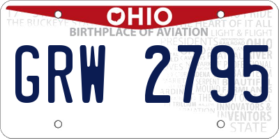 OH license plate GRW2795