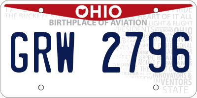 OH license plate GRW2796