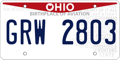 OH license plate GRW2803