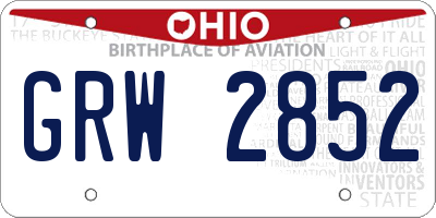 OH license plate GRW2852