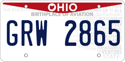 OH license plate GRW2865