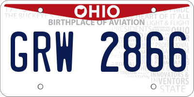 OH license plate GRW2866