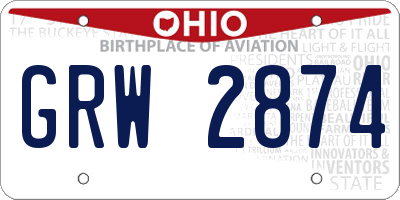 OH license plate GRW2874