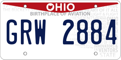 OH license plate GRW2884