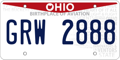 OH license plate GRW2888