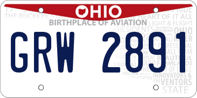 OH license plate GRW2891