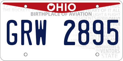 OH license plate GRW2895