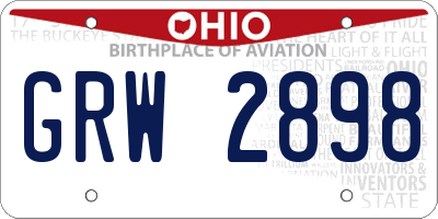 OH license plate GRW2898