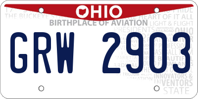 OH license plate GRW2903