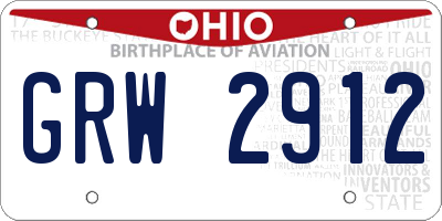 OH license plate GRW2912