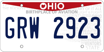 OH license plate GRW2923