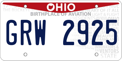 OH license plate GRW2925