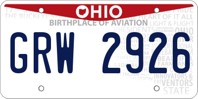 OH license plate GRW2926