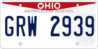 OH license plate GRW2939