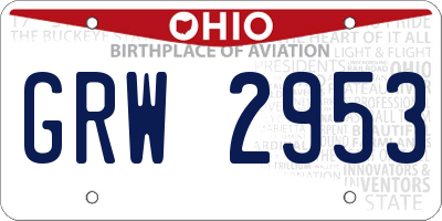 OH license plate GRW2953