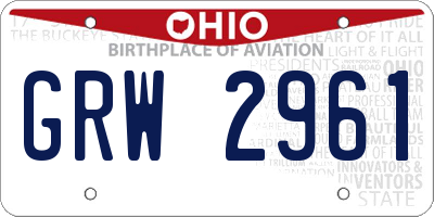 OH license plate GRW2961