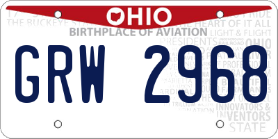 OH license plate GRW2968