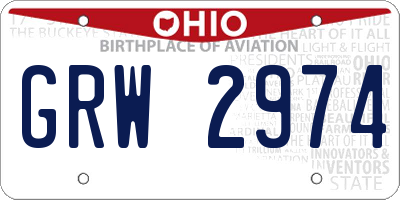 OH license plate GRW2974