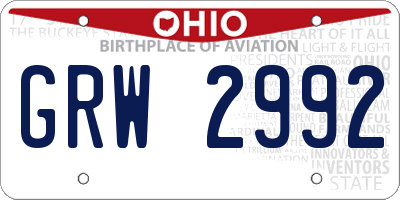 OH license plate GRW2992