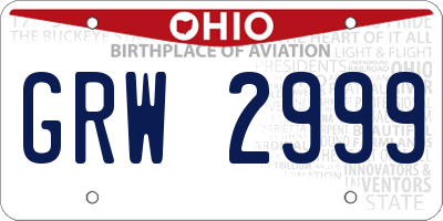 OH license plate GRW2999