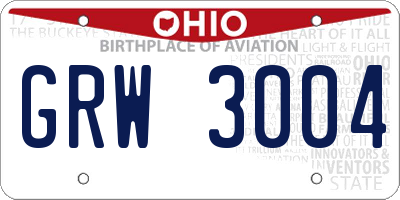 OH license plate GRW3004