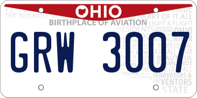 OH license plate GRW3007