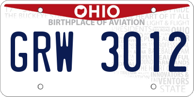 OH license plate GRW3012