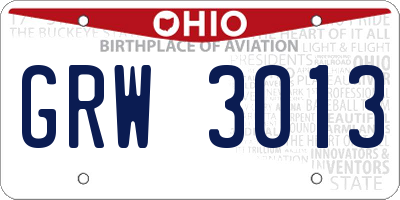 OH license plate GRW3013