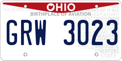 OH license plate GRW3023
