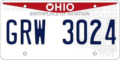 OH license plate GRW3024
